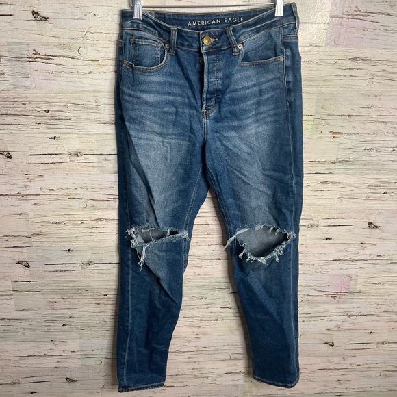 American Eagle Outfitters Denim - American Eagle Tom Girl High Rise Distressed Cargo Jean | 8 long